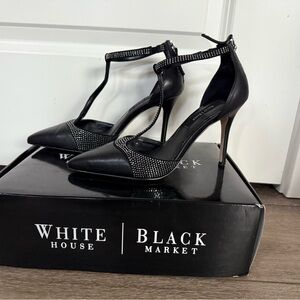 White House Black Market Black T-Strap Heels